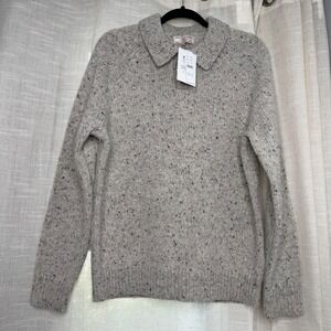 NWT Wallace & Barnes Donegal Merino Wool Sweater Gray Fleck Men's Size M BC631